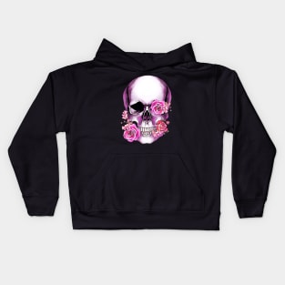 Sugar skull, Skull art floral, pink flowers Kids Hoodie